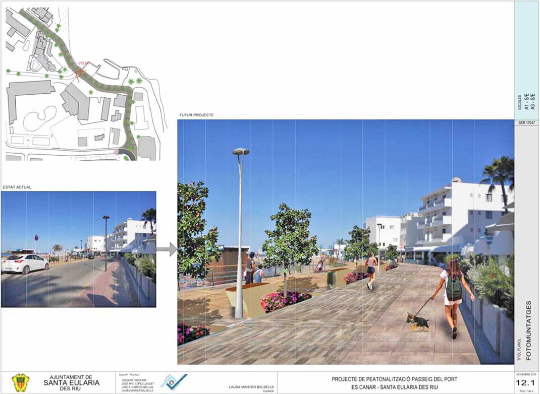 Plan der neuen Promenade in Es Canar auf Ibiza